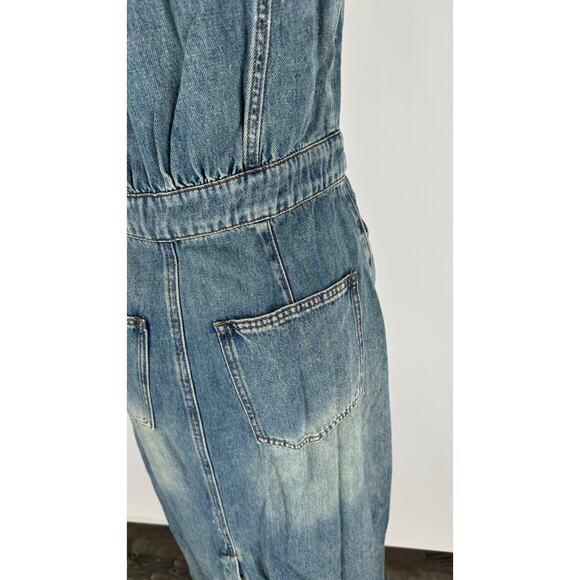 Urban Revivo Split Hem Sleeveless Denim Dress Blue Womens 8 New Jean - Picture 12 of 15